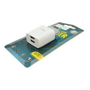 СЗУ 110-240V HOCO C73A, 2xUSB, 2.4A, White, Blister