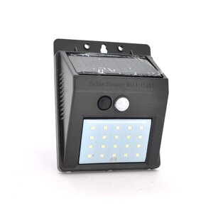 Вуличний ліхтар c Cолнечной панеллю 20 SMD LED, датчик руху, датчик освітленості, кріплення на стіну, Black, BOX