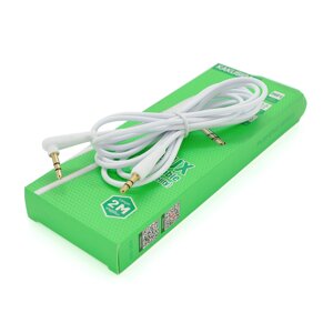 Кабель iKAKU KSC-522 PUSHENG AUX Audio DC3.5 тато-тато 2.0м, GOLD Stereo Jack, ( круглий ) White cable, Box