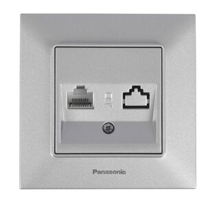 Розетка Panasonic Arkedia Slim комп'ютерна RJ45 CAT5e, срібна