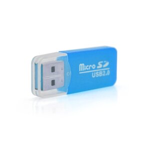 Кардрідер MERLION CRD-1BL TF/Micro SD, USB2.0, Blue, OEM Q1500