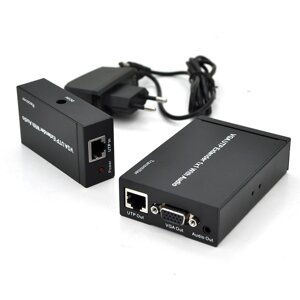 Активний подовжувач VGA сигналу до 300m по кручений парі Cat5e/6e, 1080P, Black, BOX