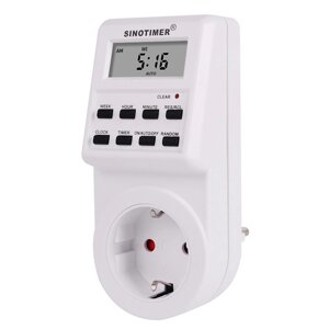 Розетка із цифровим тижневим таймером Sinotimer TM516, 16A, 3000W, 230V