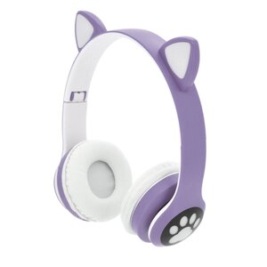 Бездротові Bluetooth навушники Cat Ear VZV-28M Led, Purple