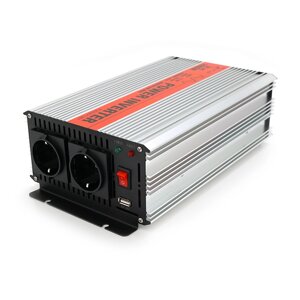 Інвертор напруги RITAR RSX-2000, 12V/220V, 2000W з апроксимованої синусоїдою, 2xShuko, 1xUSB, клемні дроти,