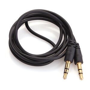 Кабель AUX Audio DC3.5 тато-тато 5.0м, GOLD Stereo Jack, ( круглий ) Black cable, Пакет Q200