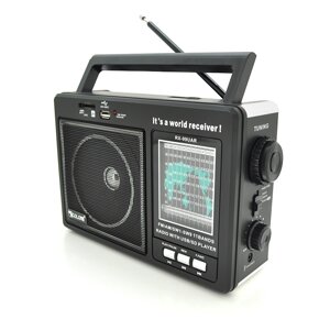 Радіоприймач GOLON RX99UAR, 5W, AM/FM радіо, Входи SD, USB, живлення від 220+АКБ+4*LR20, корпус пластмас, Black, BOX
