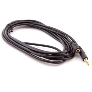 Подовжувач Audio DC3.5 тато-мама 1.5м, GOLD Stereo Jack, ( круглий ) Black cable, Пакет Q500