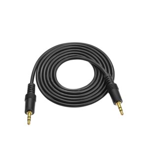 Кабель AUX Audio DC3.5 тато-тато 3.0м, GOLD Stereo Jack, ( круглий ) Black cable, Пакет Q300