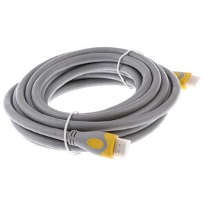 Кабель Merlion HDMI-HDMI V-Link High Speed 1,5m, v2,0, OD-8.2mm, круглий Grey, коннектор Grey/Yellow, ( Пакет ), Q150