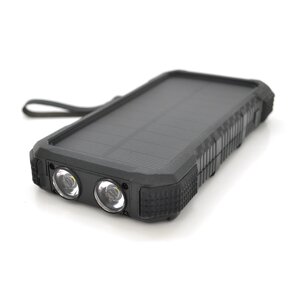 Power bank 20000 mAh Solar, Type-C/PD/QC3.0, ударозащіщенний прогумований корпус, Black, Corton BOX