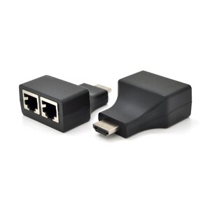 Одноканальний пасивний подовжувач HDMI сигналу по UTP кабелю за двома крученим парам. Дальність передачі: -30метров,