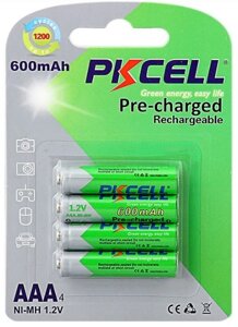 Акумулятор PKCELL 1.2V AAA 600mAh NiMH Already Charged, 4 штуки в блістері ціна за блістер, Q12