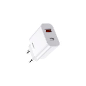 Мережеве зарядний пристрій Remax Surie 2 порту USB + Type-C 20W PD+QC Білий (RP-U68)