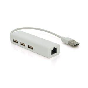 Контролер USB 2.0 to Ethernet VEGGIEG - Мережевий адаптер 100/1000Mbps з проводом, RTL-8152B+FE2.2S + 3 порту USB2.0,