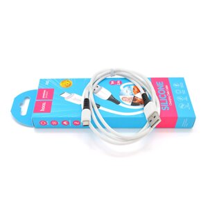 Кабель Hoco X82 silicone, Micro-USB, 2.4A, White, довжина 1м, BOX