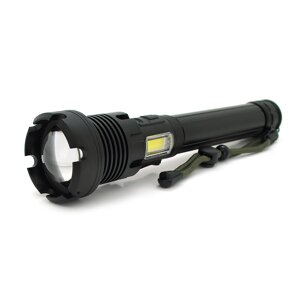 Ліхтар ручної Voltronic XHP90, 1LED XHP90, 45W, бічний світлодіод, 7 режиму, ZOOM, 2х18650 / 6200mah, Black, IP40, кабель