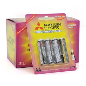 Батарейка Super Heavy Duty MITSUBISHI 1.5V AA/R6PU, 4pcs/card, 48pcs/inner box, 576pcs/ctn