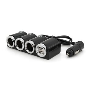 АЗУ разветвитель Olesson 1503, 12V-3*12V+2*USB, Black, Blister