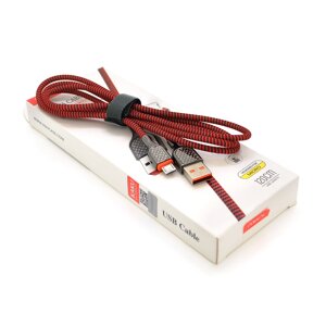 Кабель iKAKU KSC-188 DIANYA zinc alloy charging data cable series for micro, Red, довжина 1,2 м, 3,2А, BOX