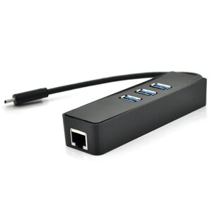 Type-C-хаб, 3хUSB 3.0 + 1 Gigabit Lan, Black, Box