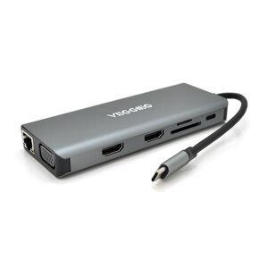 Хаб-конвертор VEGGIEG TC12 Type-C ( тато ) на Type-C ( мама ) + USB3.0 * 4 ( мама ) <TAGG1> HDMI * 2 + ма ( ма <