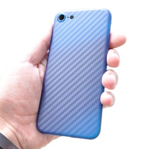 Ультратонка пластикова накладка Carbon iPhone 6/6s blue