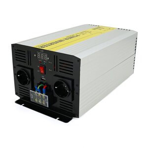 Інвертор напруги RITAR RSC-3000, 12V/220V, 3000W з правильною синусоїдою, 2xShuko, 1xUSB, клемні дроти, клемні