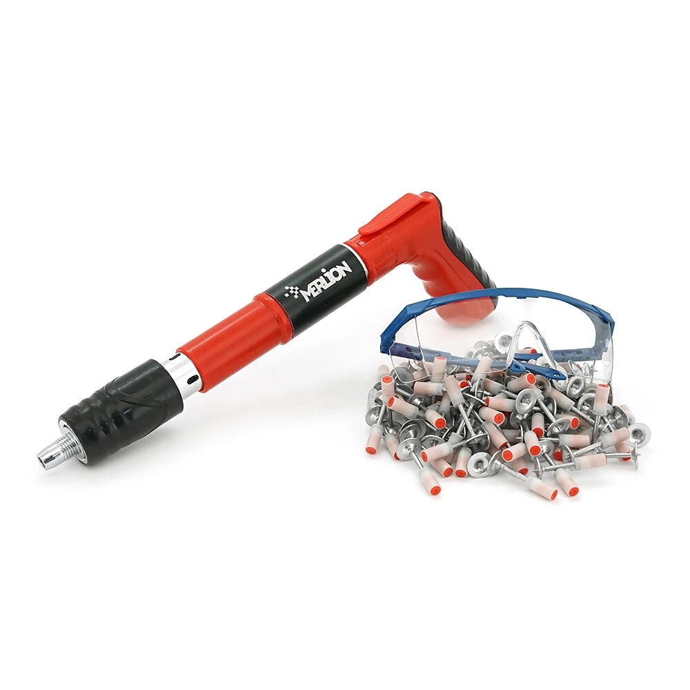 Пістолет будівельно-монтажний YT40288 для цвяхів діаметром 7,3 мм + 100 цвяхів монтажних піроксилінових діаметром від компанії Price Killer - фото 1