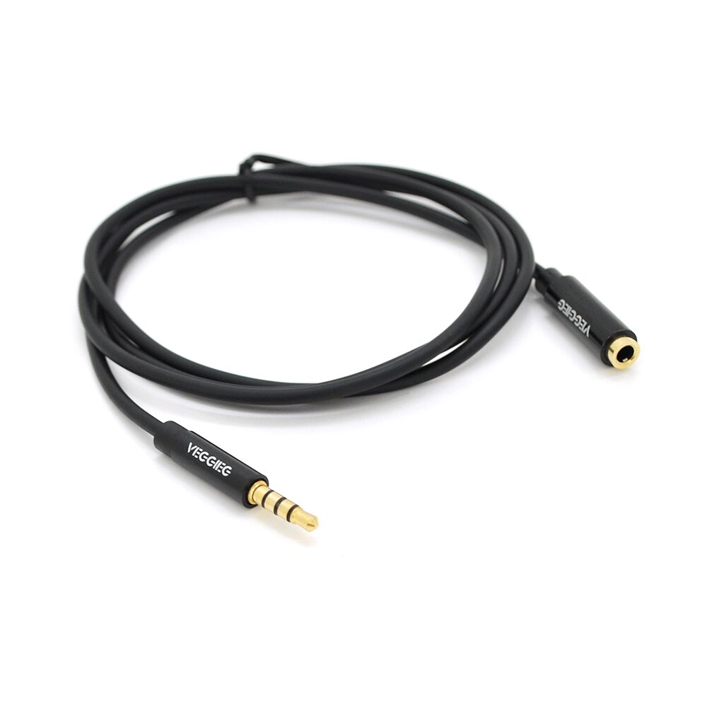 Подовжувач VEGGIEG AFB-1 Audio DC3.5 тато-мама 1.0м, GOLD Stereo Jack, ( круглий ) Black cable, Пакет від компанії Price Killer - фото 1