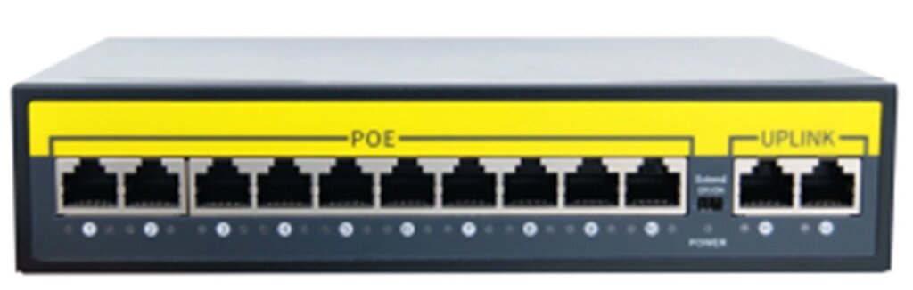 POE комутатор Merlion 10 POE 10/100  + 2 RJ45 10/100 вбудований блок живлення 52V 2.5A від компанії Price Killer - фото 1