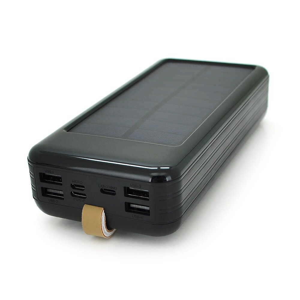 Power bank KKD-6W 60000 mAh (ККД 60%) Solar, flashlight, Input: 5V/2.1A (MicroUSB, TypeC, Lightning), Output: 5V /2.1A від компанії Price Killer - фото 1