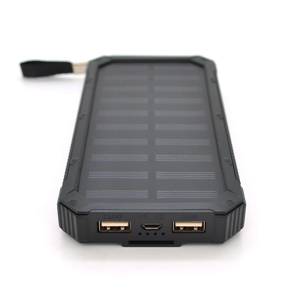 Power bank RH-30000-2, 30000mAh Solar, flashlight, Input:5V/1A (microUSB), Output:5V/2A ( 2хUSB ), plastic case, Black, від компанії Price Killer - фото 1