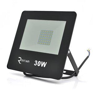 Прожектор SLIM LED RITAR RT-FLOOD30A, 30W, SMD2835, IP65, 2400lm, 6500K (100% ra>70, 141*106*28mm, black