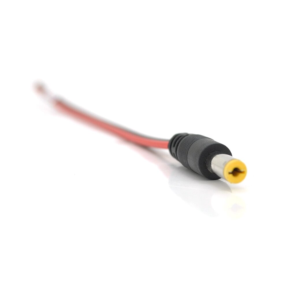 Роз'єм живлення DC-M (D 5,5x2,1мм ) = > кабель довжиною 25см  black -red, Yellow plug  OEM Q100 від компанії Price Killer - фото 1