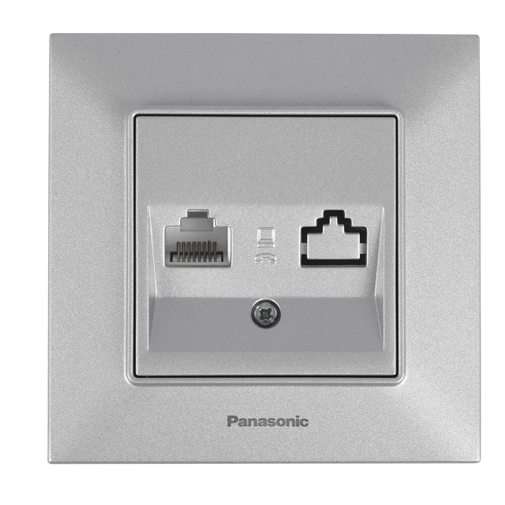 Розетка Panasonic Arkedia Slim комп'ютерна RJ45 CAT5e, срібна від компанії Price Killer - фото 1