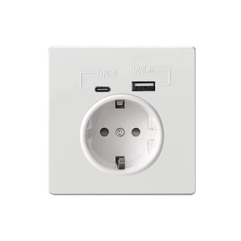 Розетка врізна з заземленням, Input: AC:110-250V/16A, Type-C / USB-виходи, White від компанії Price Killer - фото 1