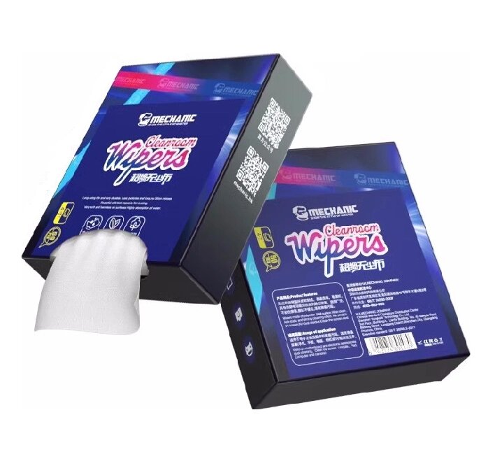 Серветки MECHANIC Repair guy 4 дюйма (10*10 см), ультратонкі, антистатичні, для електронної техніки, 50 шт, BOX від компанії Price Killer - фото 1