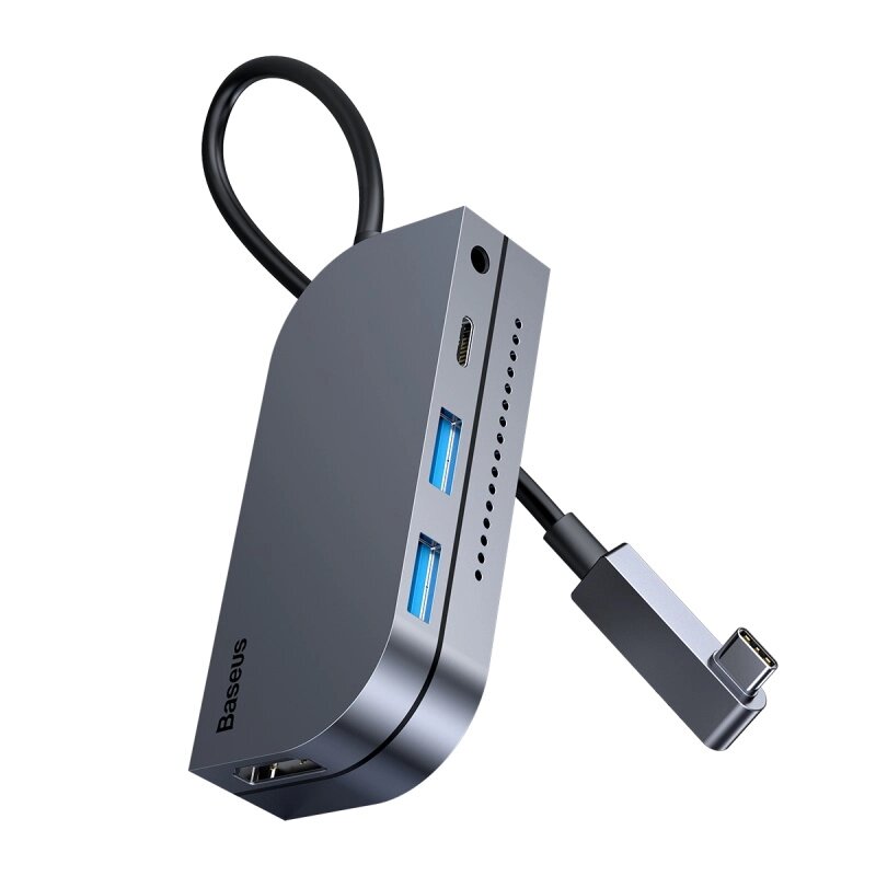 USB Hub Baseus Bend Angle No. 7 Multifunctional Type-C to USB3.0*2 + HDMI + microSD + mini-jack 3.5 mm + Type-C PD від компанії Price Killer - фото 1