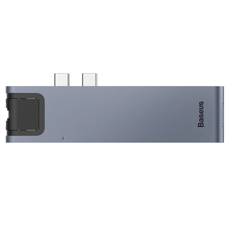 USB Hub Baseus Thunderbolt C Pro Seven-in-one Dual Type-C to USB3.0*2 + HDMI + RJ45 Ethernet + Type-C PD + microSD + SD  від компанії Price Killer - фото 1