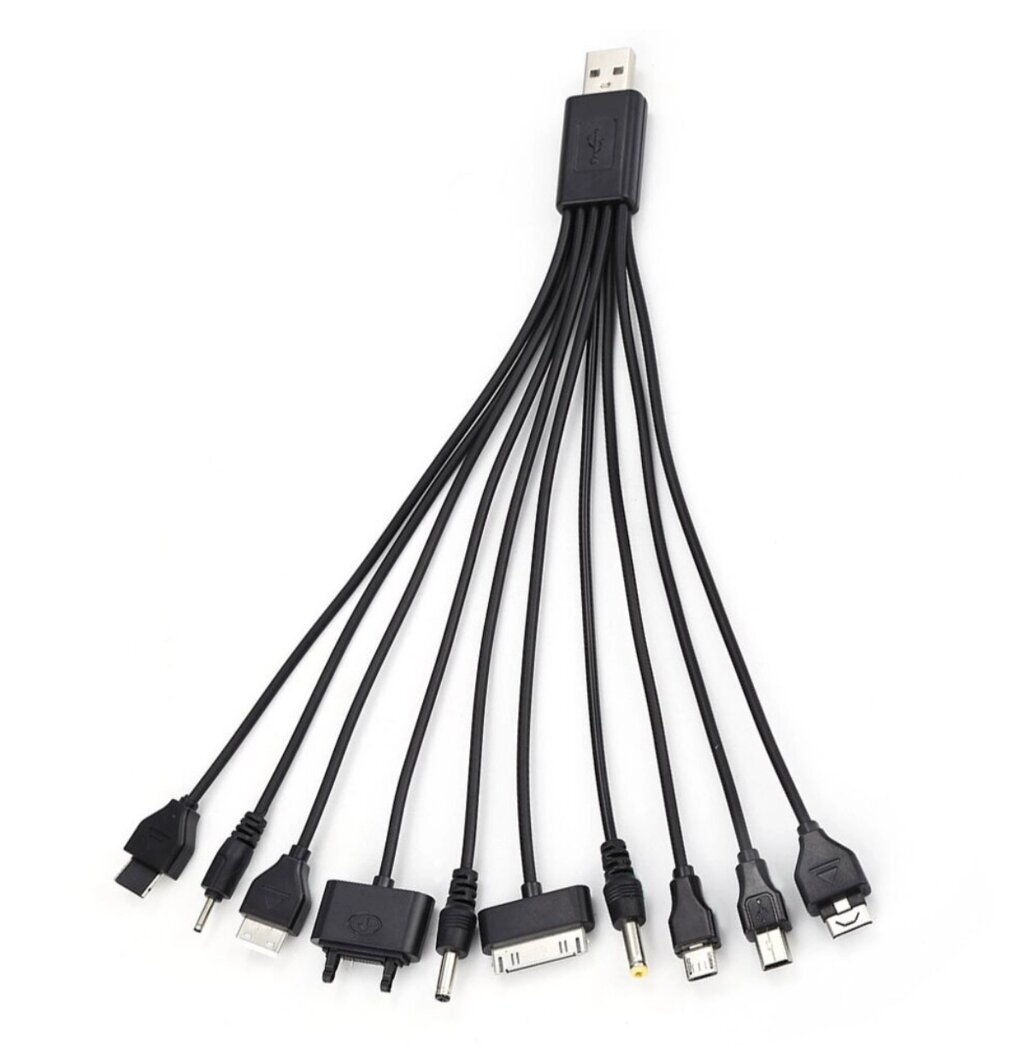 USB кабель з перехідниками 10 до 1, 0,2м, Black, OEM Q500 від компанії Price Killer - фото 1