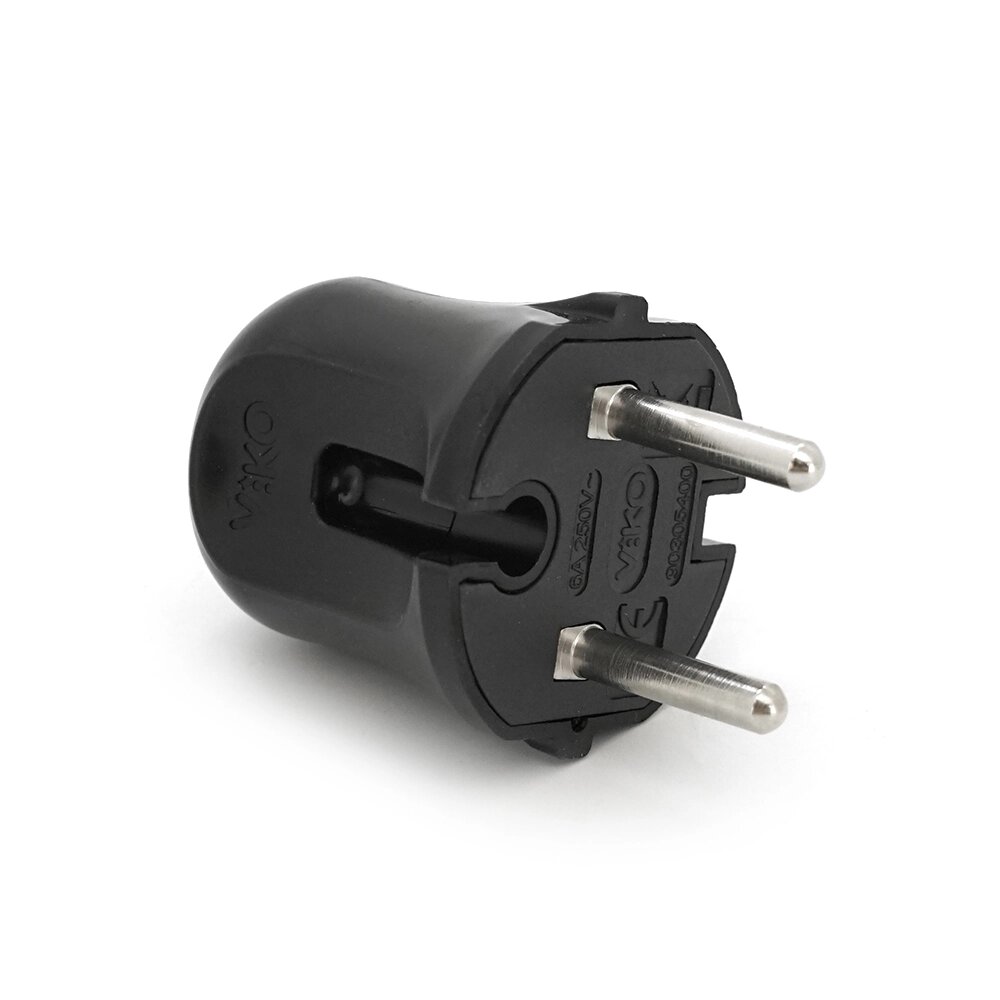 Виделка VIKO без заземлення (mimoza) 7.5А 260V, Black. ПВХ від компанії Price Killer - фото 1