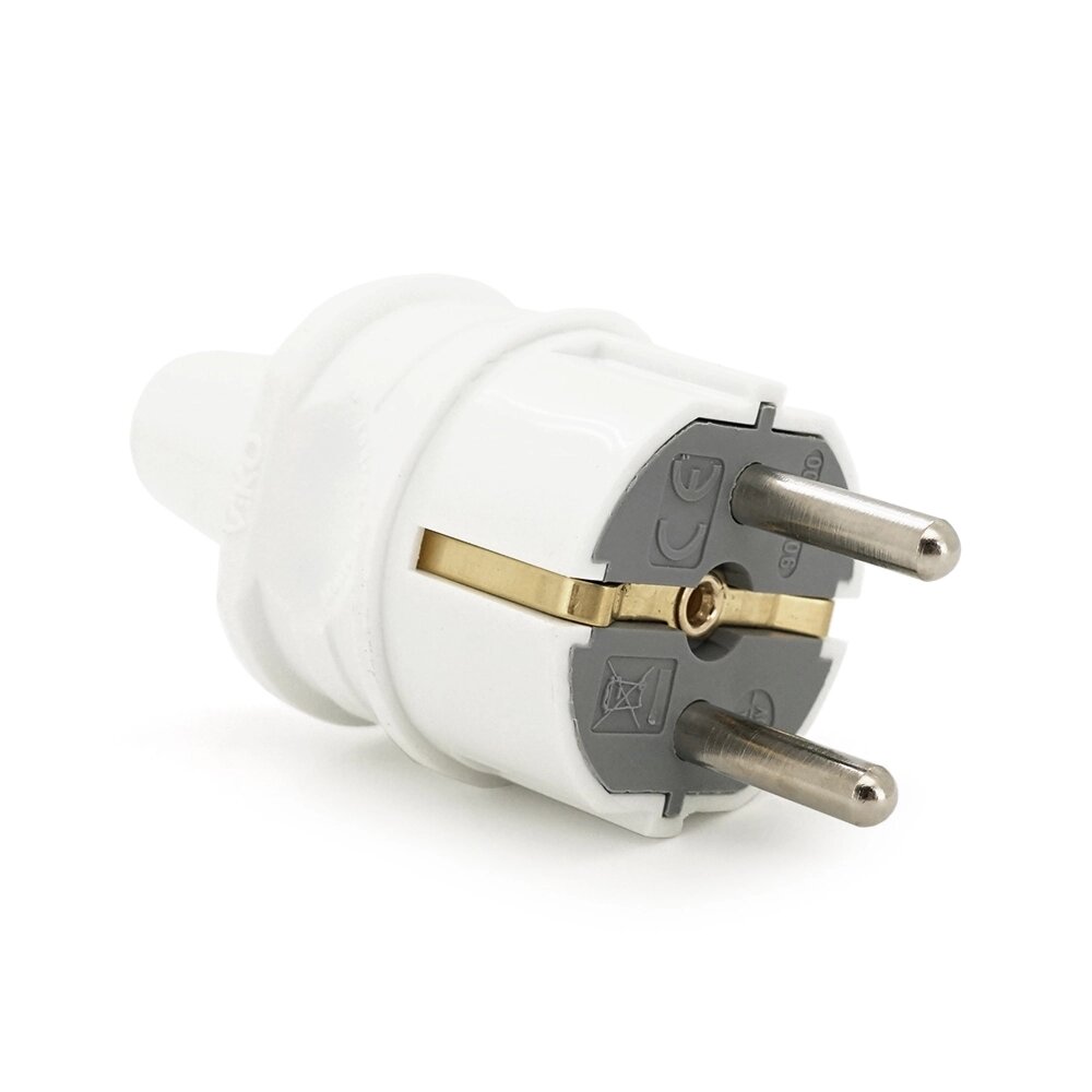 Вилка VIKO Євро прямая с заземлением. 16А 260V, White. ПВХ від компанії Price Killer - фото 1
