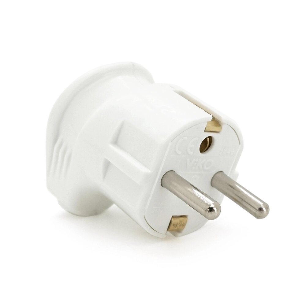 Вилка VIKO Євро угловая с заземлением. 16А 260V, White. ПВХ від компанії Price Killer - фото 1
