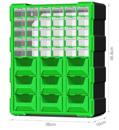 Ящик для зберігання деталей 39 осередків 46,8*38*16см , осередки 2х-типів 15,3*5,4*3,6см та 15,5*10,2*7,1см від компанії Price Killer - фото 1