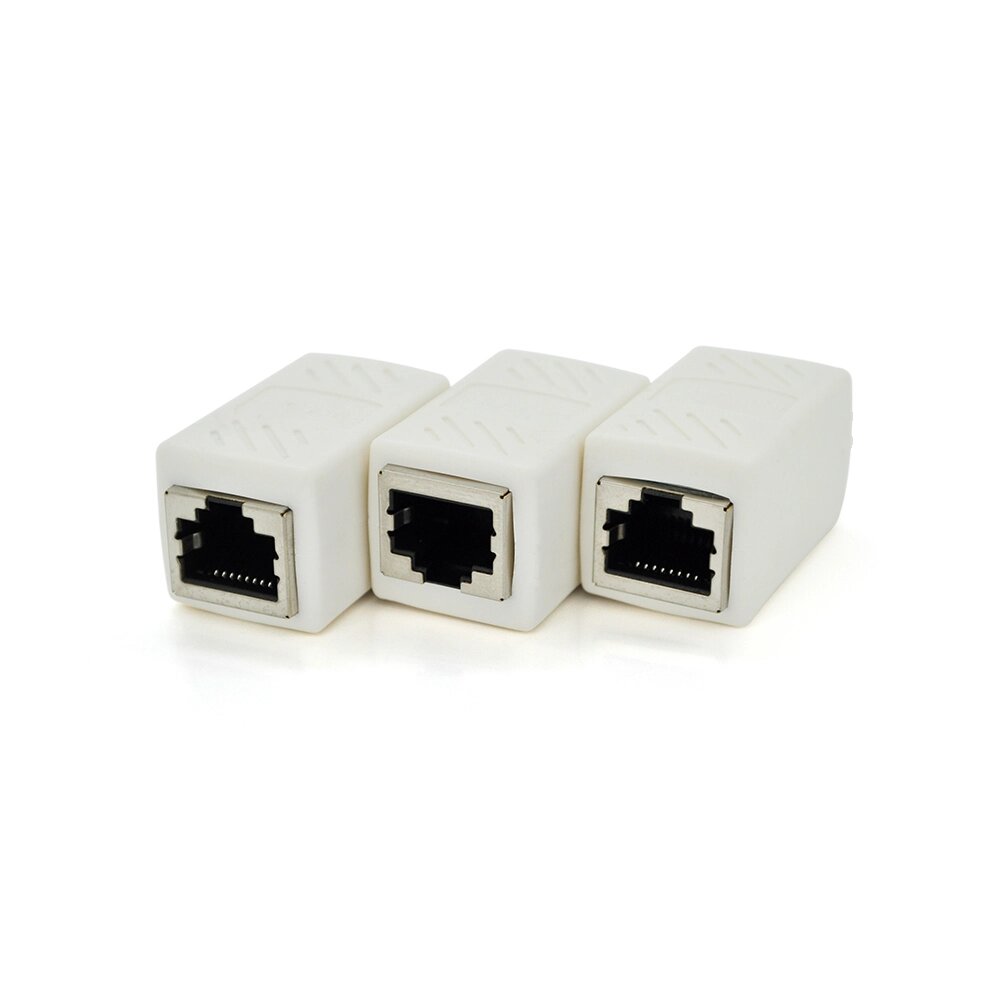 З'єднувач RJ45 8P8C мама / мама RJ45 для з'єднання кабелю, екранований, білий, Q50 від компанії Price Killer - фото 1