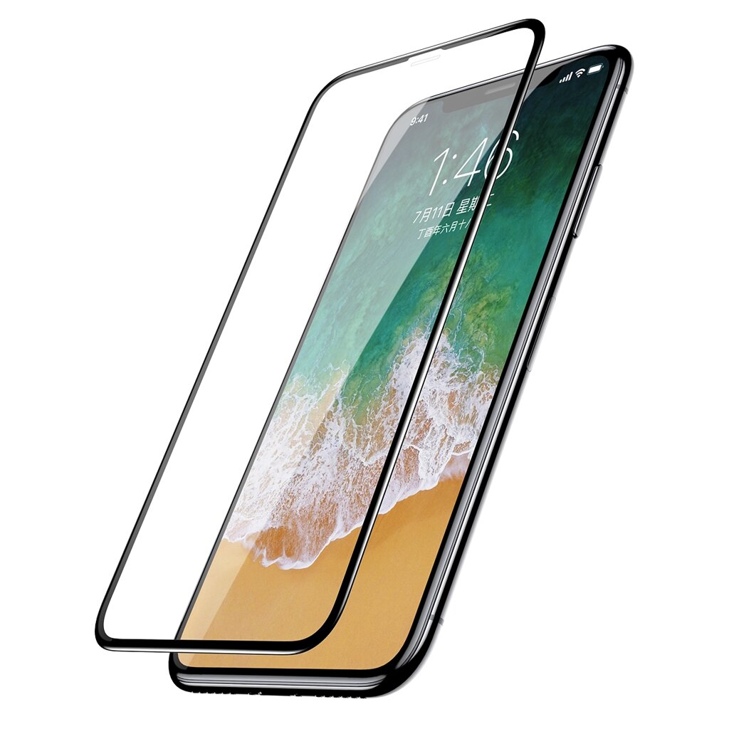 Захисне скло Baseus для iPhone X, iPhone Xs, iPhone 11 Pro, 0.2mm, Чорний (SGAPIPHX-TN01) від компанії Price Killer - фото 1