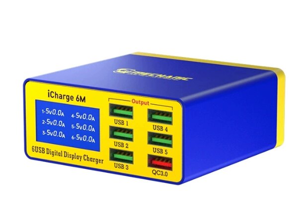Зарядна станція з цифровою індикацією MECHANIC iCharge 6M , 6*USB-A (1*QC3.0-15W), 220V/40W. 155*115*55mm від компанії Price Killer - фото 1