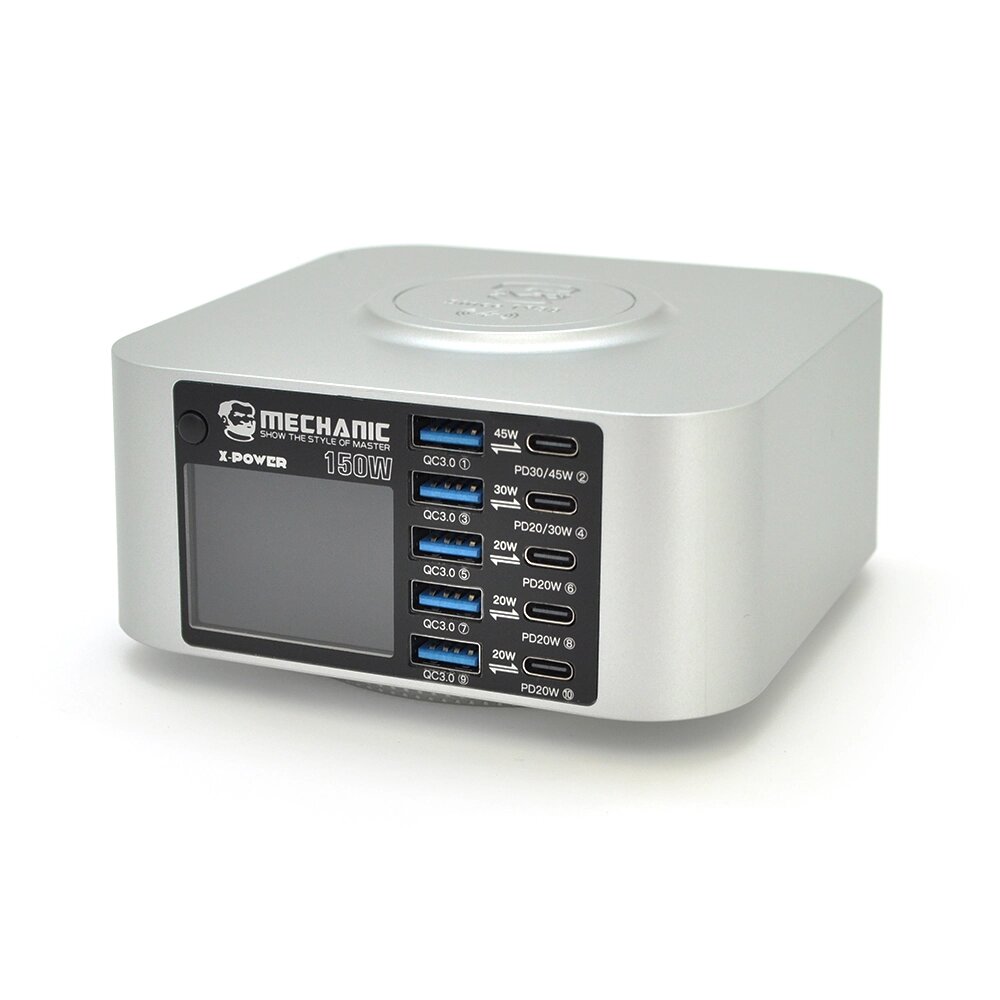 Зарядна станція з LED індикацією MECHANIC X-Power Plus, 5*PD3.1-65W, 5*QC3.0-30W,5В3А,9В2.2A,12В1.67А. Wireless від компанії Price Killer - фото 1