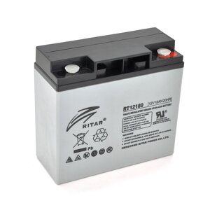 Акумуляторна батарея AGM RITAR RT12180, Gray Case, 12 V 18.0 Ah ( 181 х 77 х 167) Q4